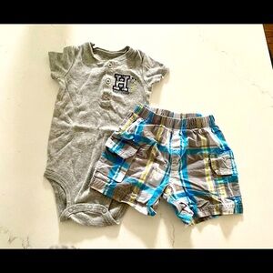 Carter’s 2-Piece “Handsome” Set (Onesie & Shorts) 12M